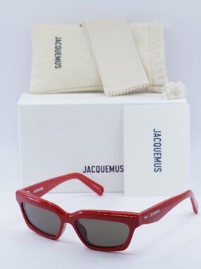 Jacquemus SALON JAC/62 C4 Rectangle Sunglasses - Red\Grey